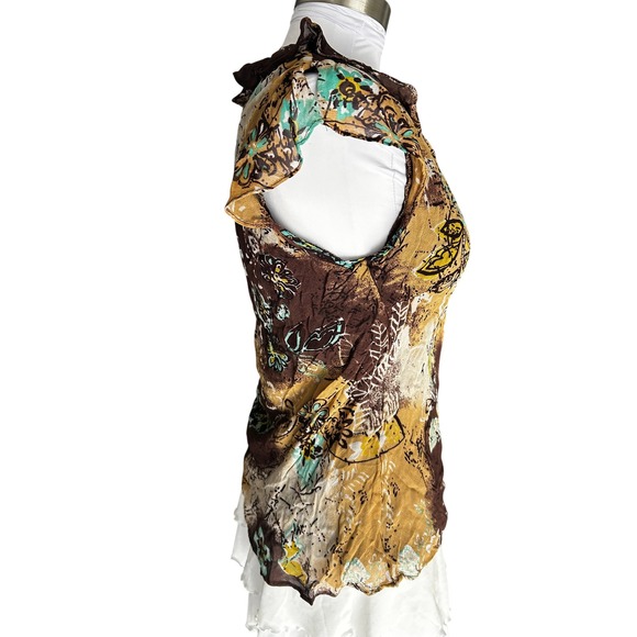 Style Co Petite Brown Floral Short Sleeve Button Neck Blouse Top Size 12P - Picture 6 of 6